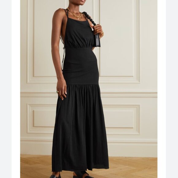 NWT BASSIKE + NET SUSTAIN open-back paneled cotton jersey maxi dress size 2 - Picture 1 of 5